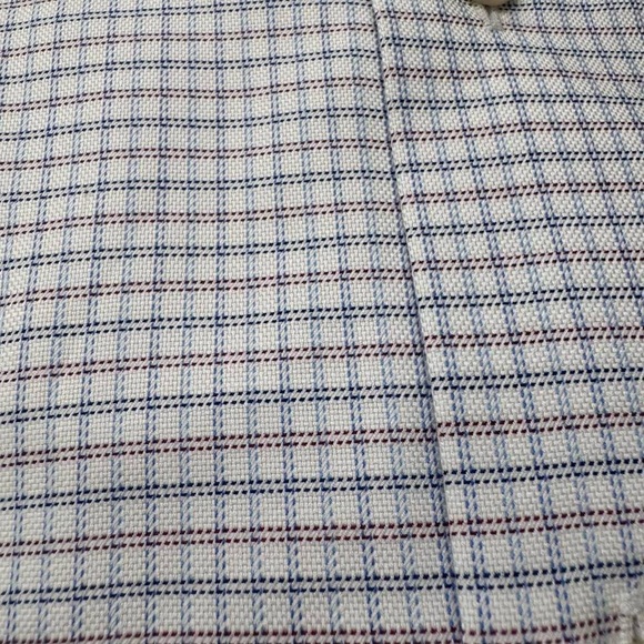 David Donahue unworn cotton micro-check dress shirt blue white red Sz 15.5 34/35 - Picture 2 of 4
